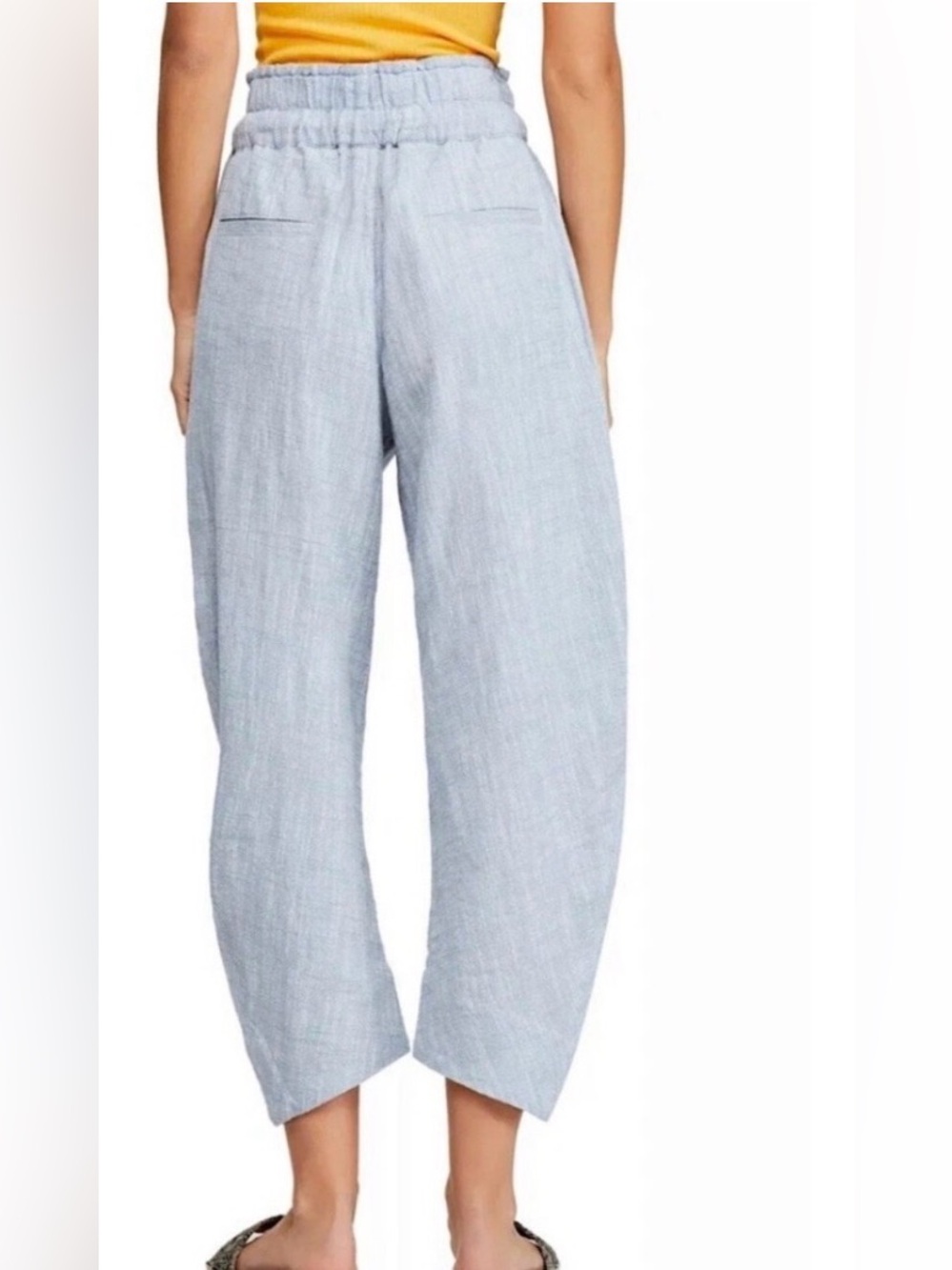 Free People Paradise Linen Blend Chambray Ankle/Crop Pants Size XS Coastal Beach - Picture 2 of 15